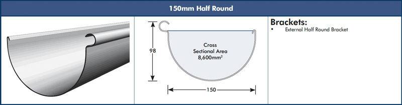 150mm Half Round Gutter