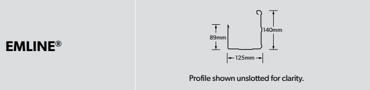 LYSAGHT EMLINE® Gutter dimensions
