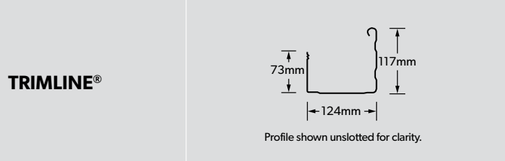 LYSAGHT TRIMLINE® Gutter dimensions