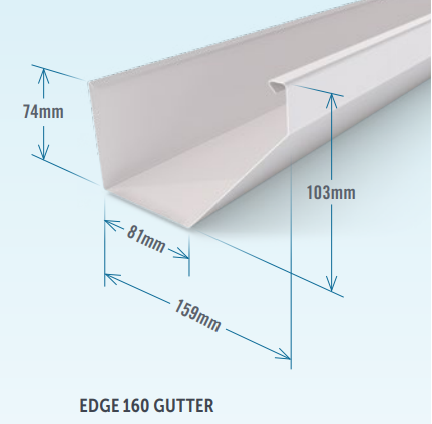 Stratco Edge Gutter 160 dimensions