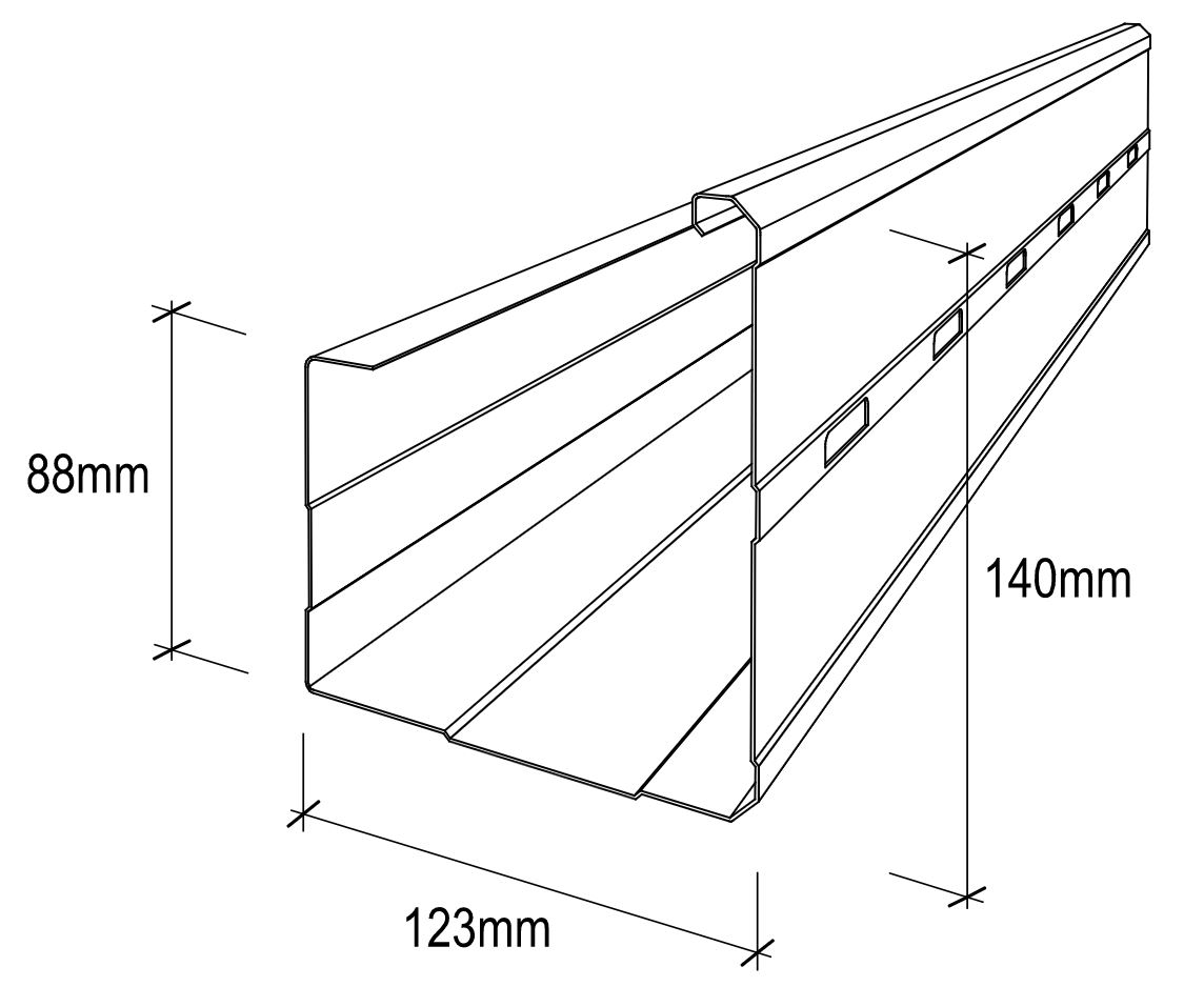 Stramit® S Pattern (Stiffened Back) Gutter dimensions