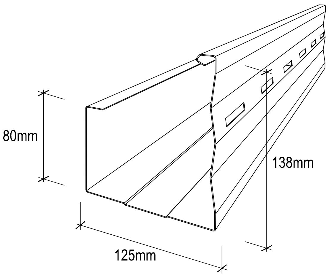 Stramit® Triline Stiffened Back Gutter dimensions