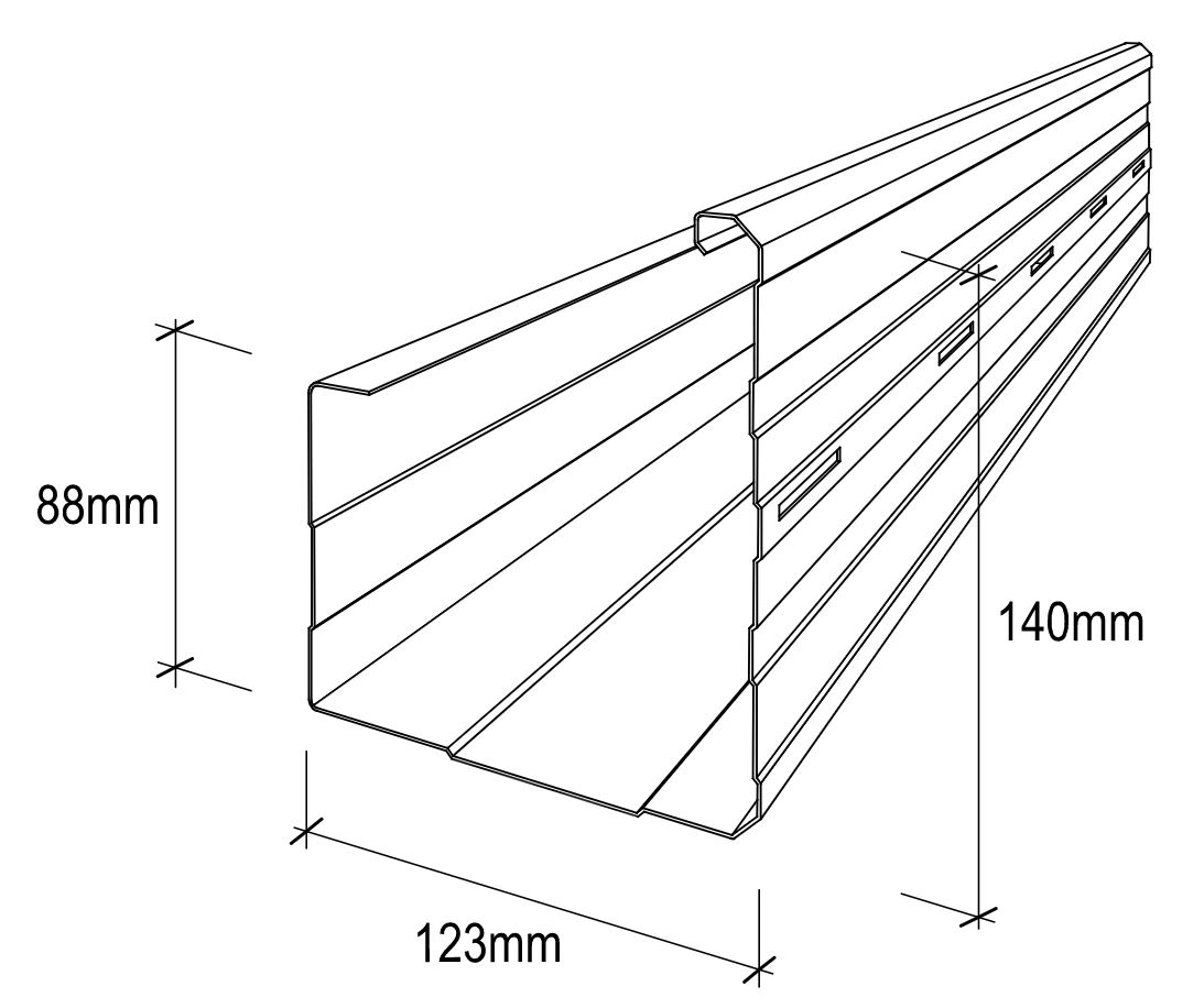 Stramit® Fascia Gutter dimensions