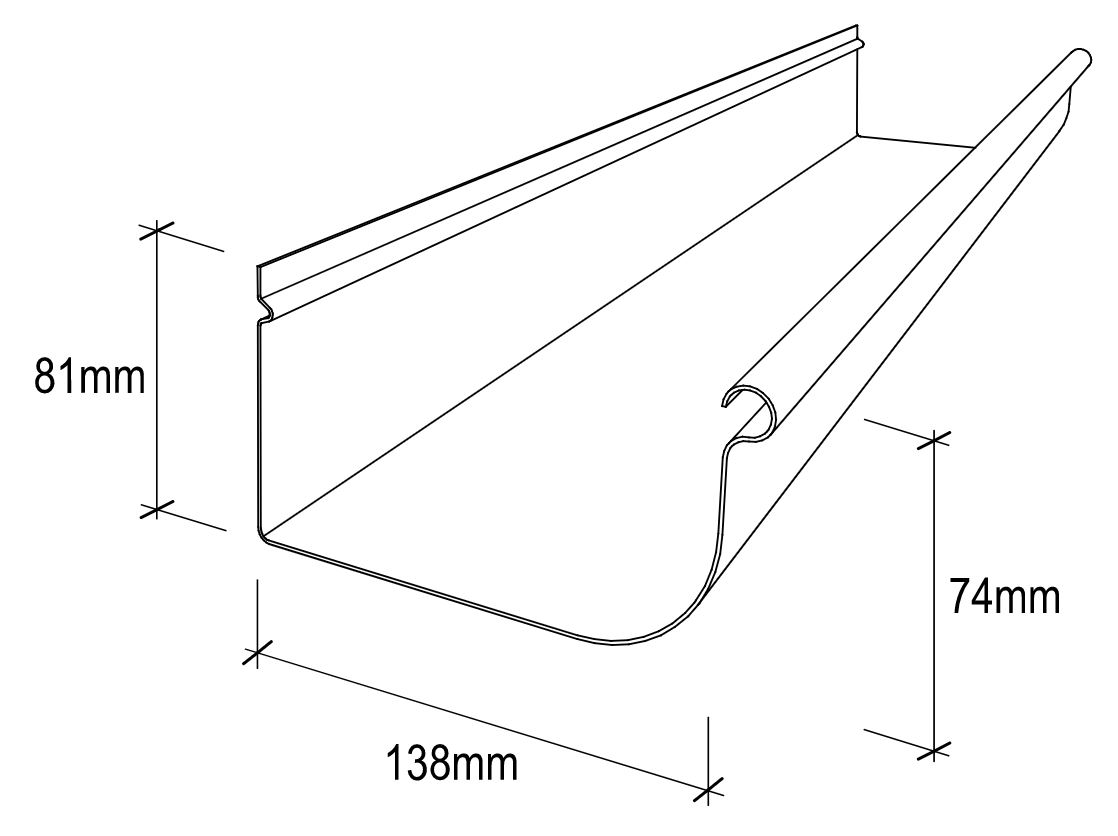 Stramit® Quad 150 Gutter dimensions