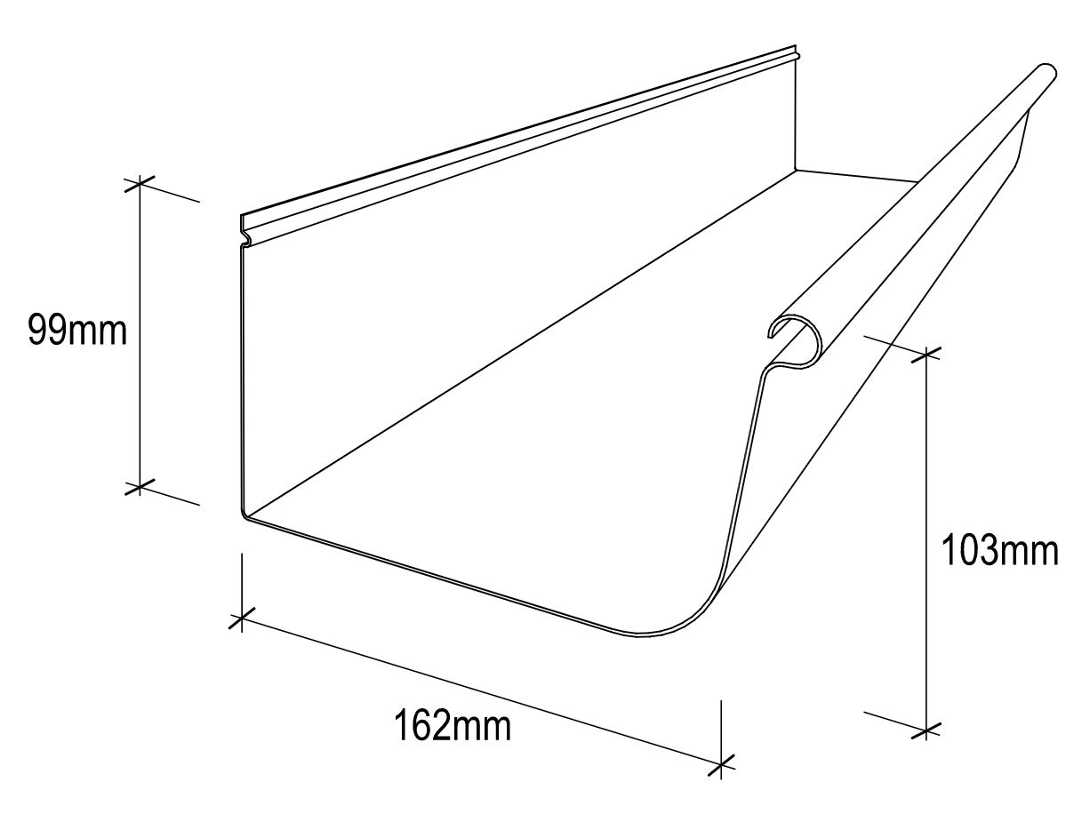 Stramit® Quad 175 Gutter dimensions