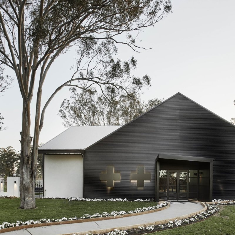 Vamp by Lisa McGuigan Cellar door clad in Lysaght WALLCLAD® in COLORBOND® steel Night Sky®