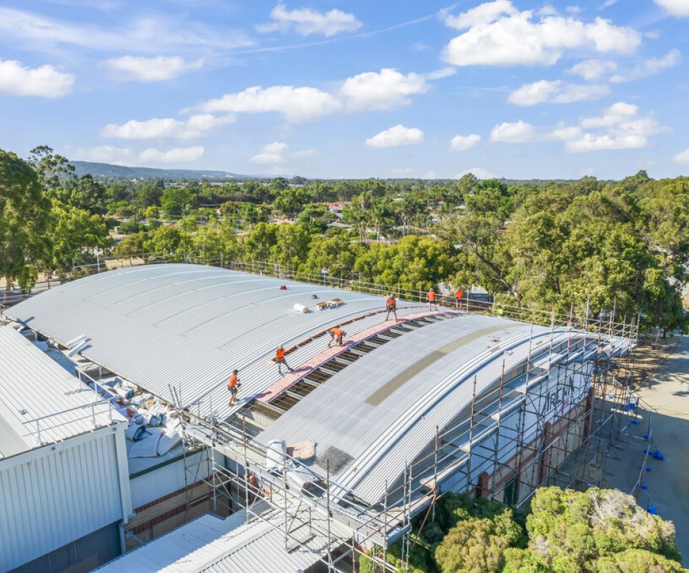 Armadale Arena WA reroofing project with Fielders KingKlip 700